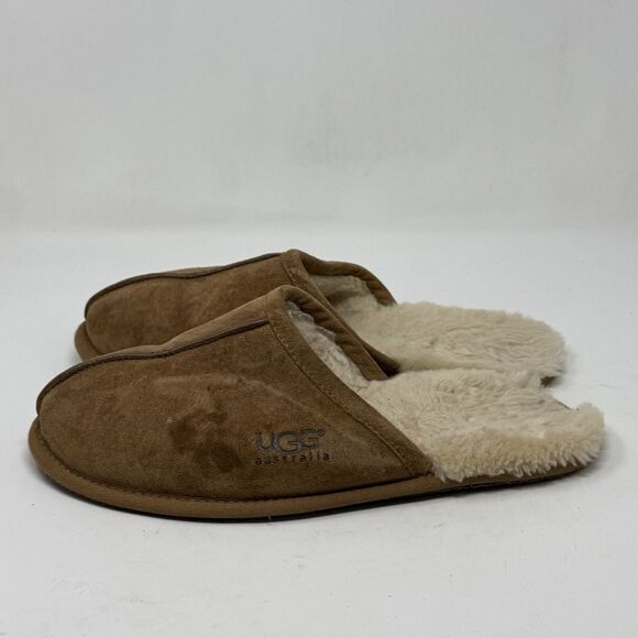 UGG Scuff Slippers Mens 11 Chestnut Brown Suede Shearling Slip On Comfort 5776 main image 8